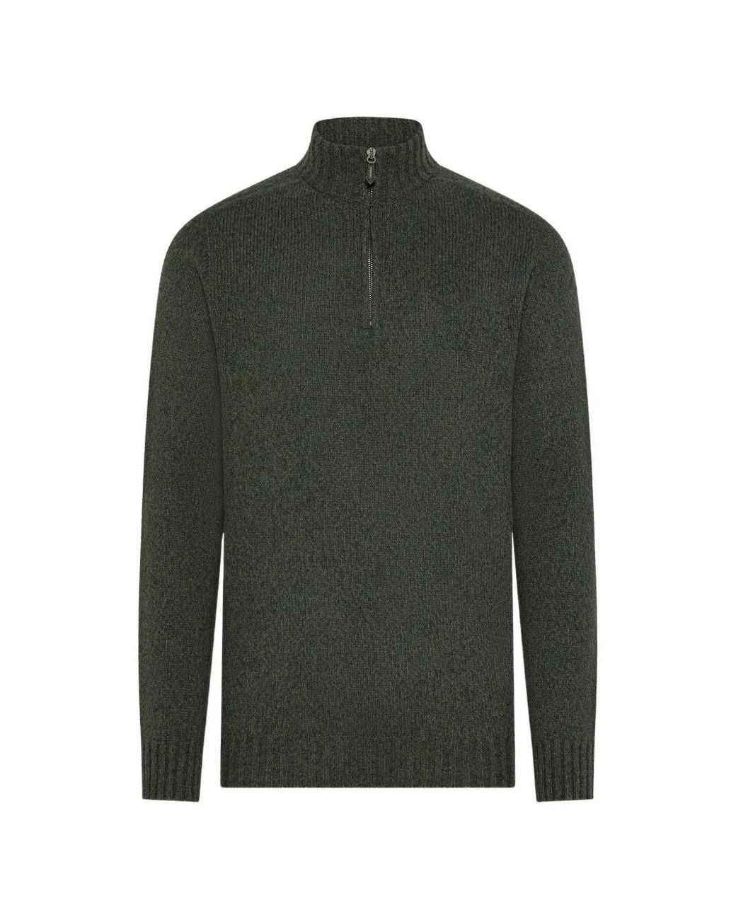 Seventy Green Ribbed-Knit Quarter-Zip Sweater for men