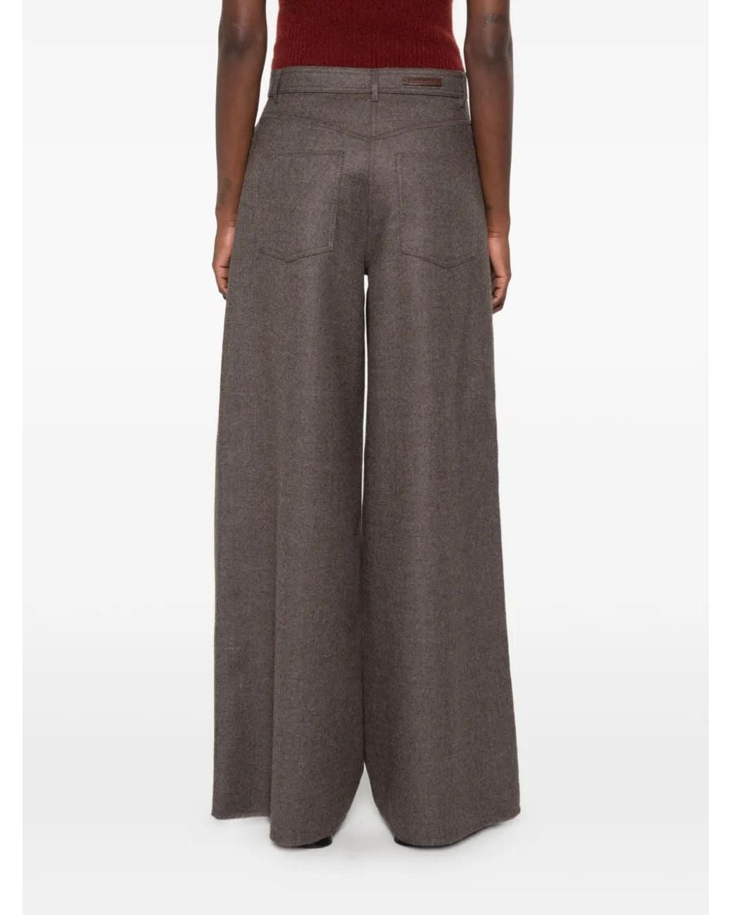 Max Mara Gray Mxsgennaio Wide-Leg Wool Trousers