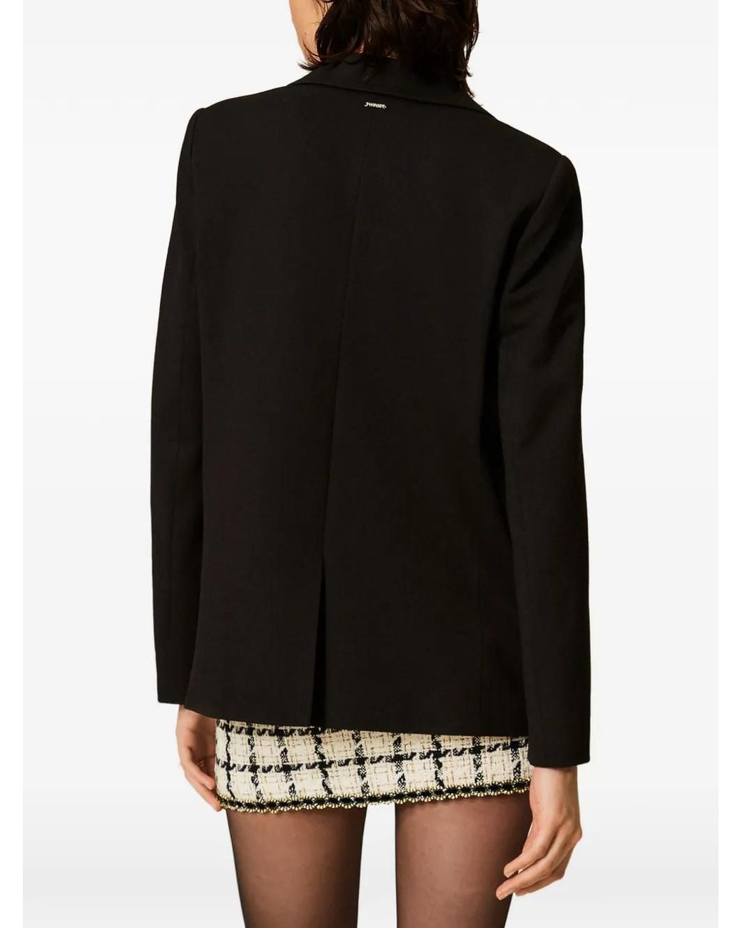 Twinset Black Blazer With Broderie Anglaise
