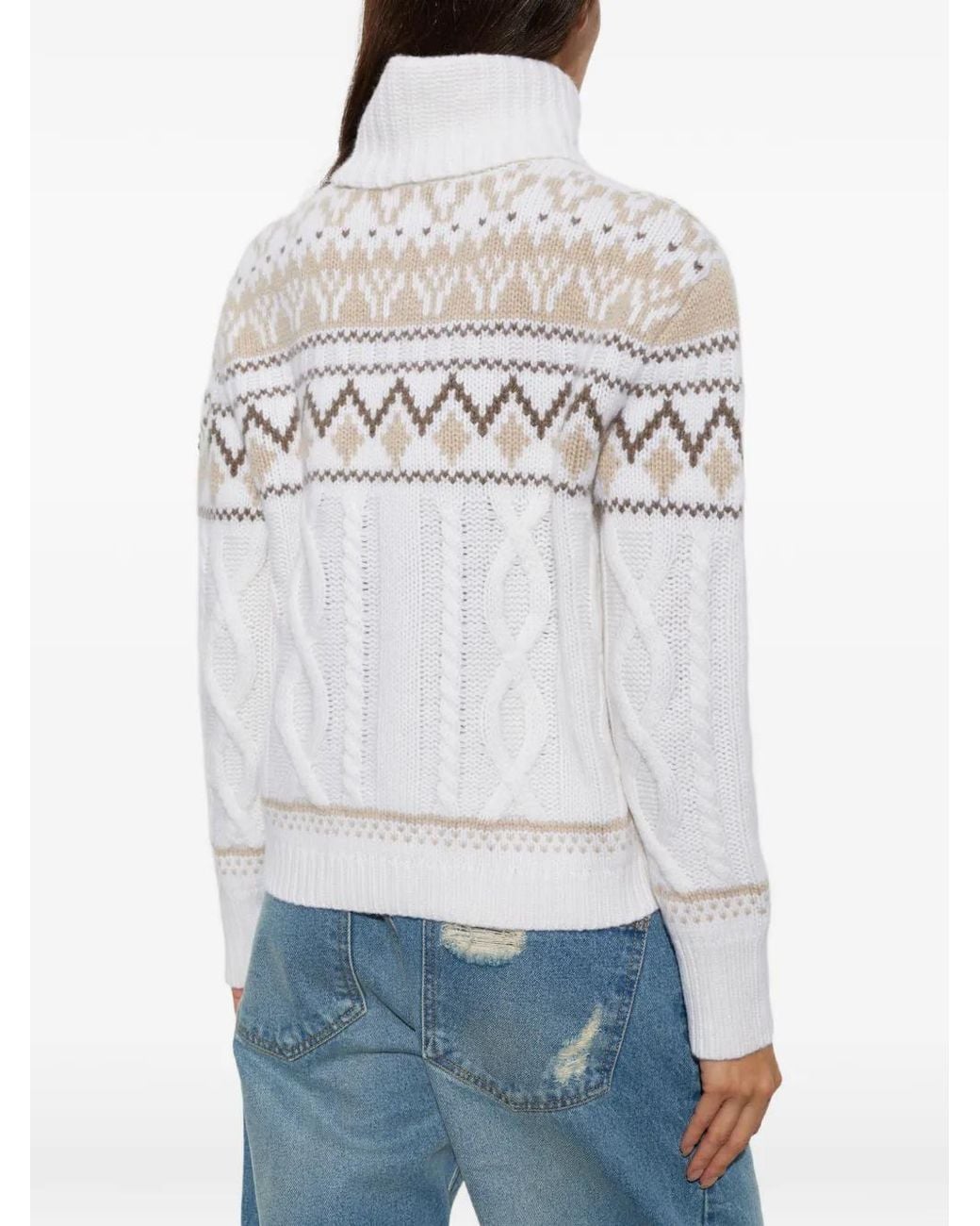 Bogner White Lorely Cable-Knit Sweater