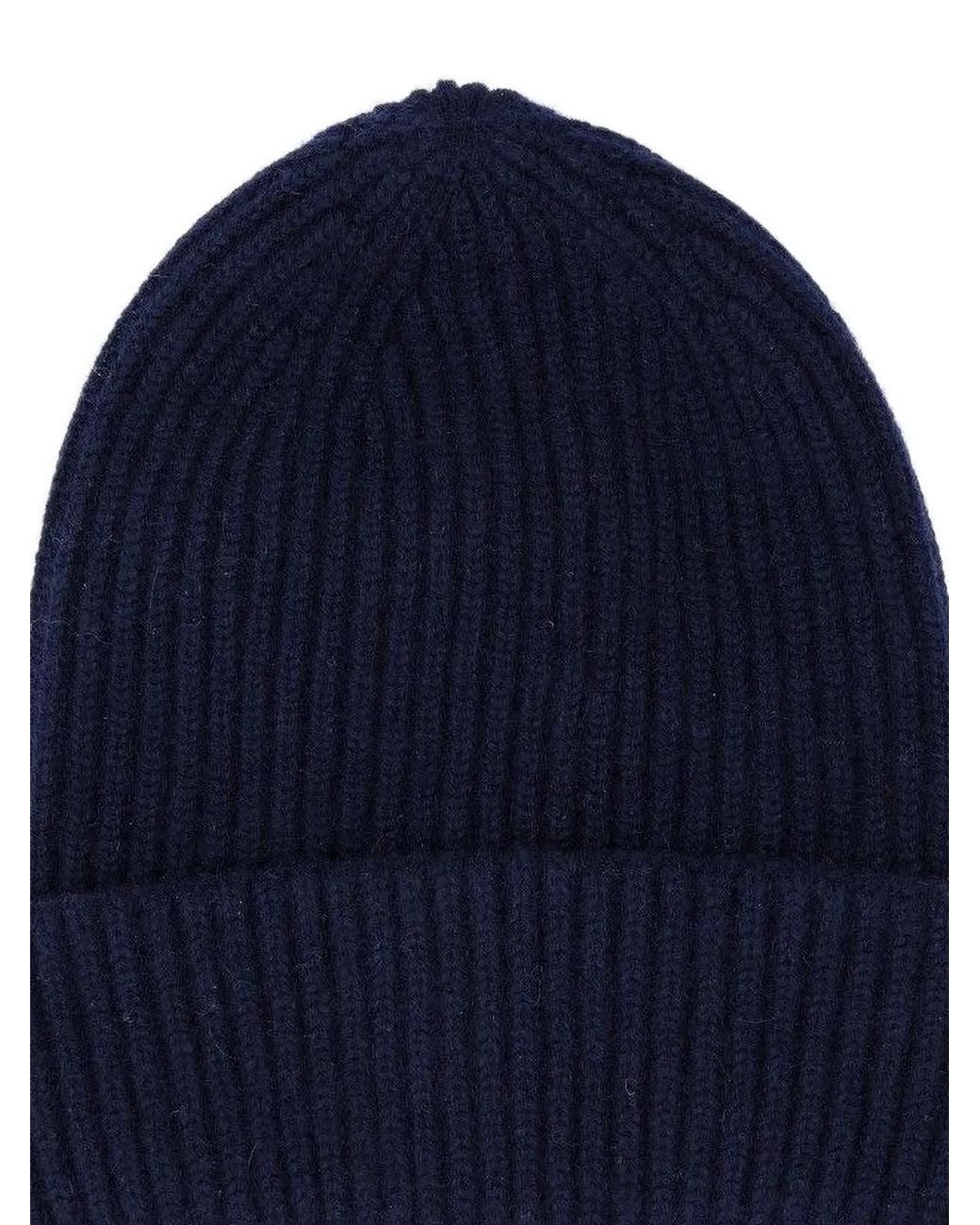 Fedeli Blue Norge Ribbed-Knit Beanie Hat for men