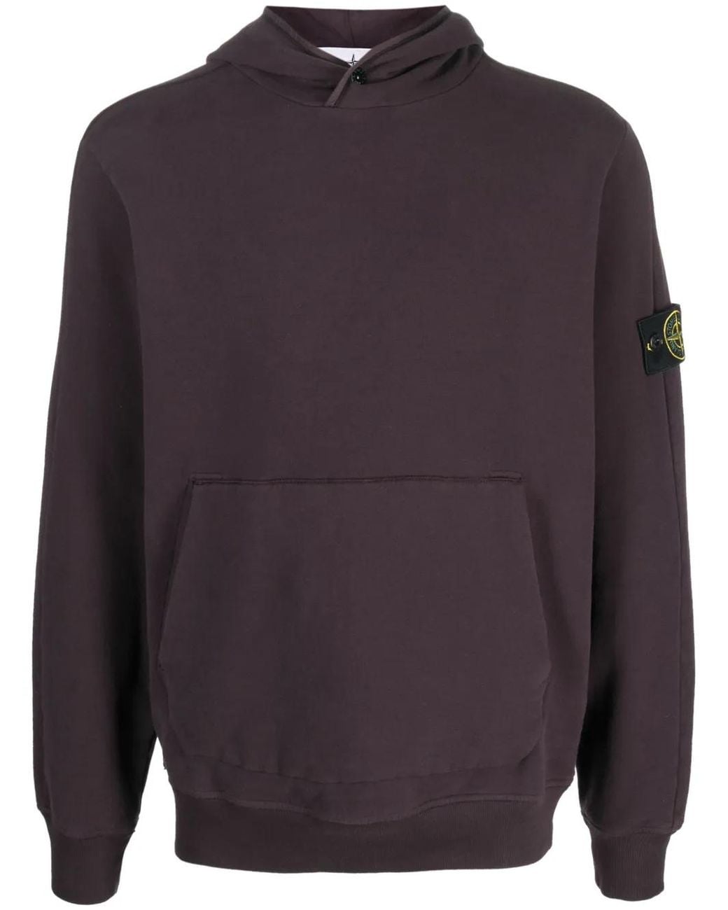 Stone Island Blue Compass-Patch Cotton Hoodie for men