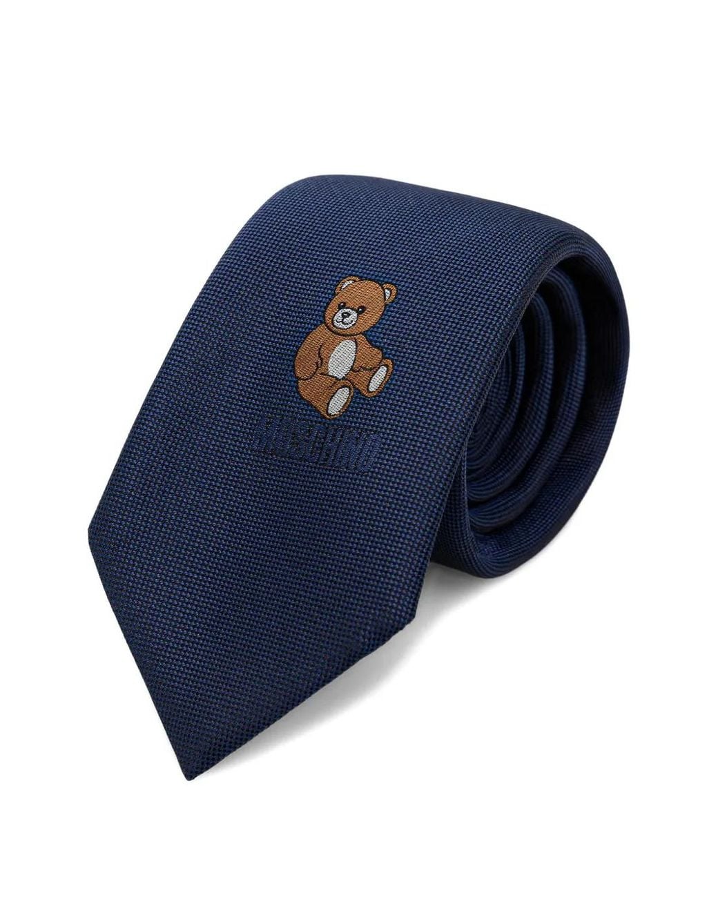 Moschino Blue Teddy Bear Embroidered Tie for men
