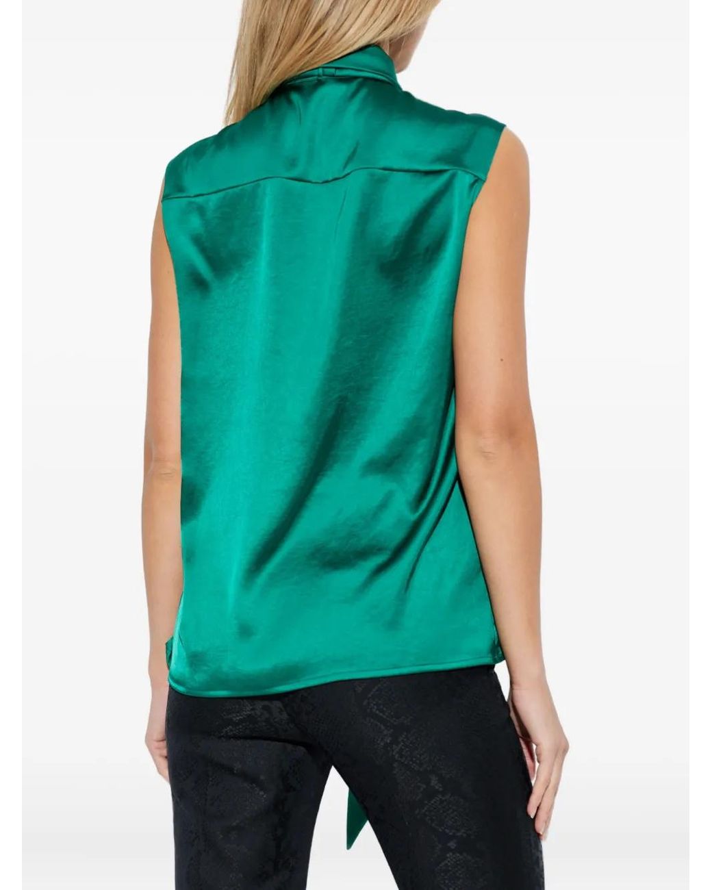 Versace Green Top With Decorative Tie