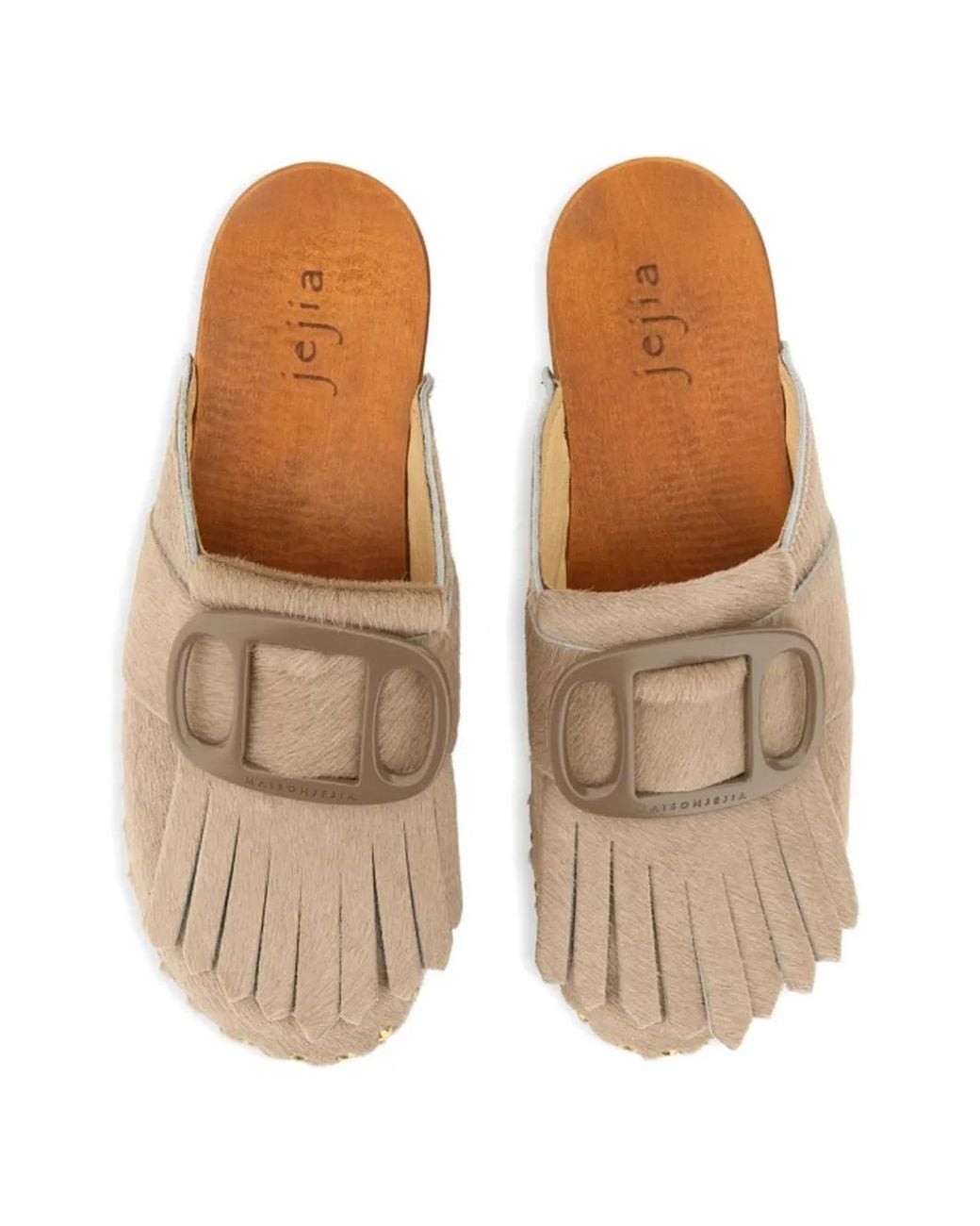 Jejia White Seberg Fringed Buckle Mules