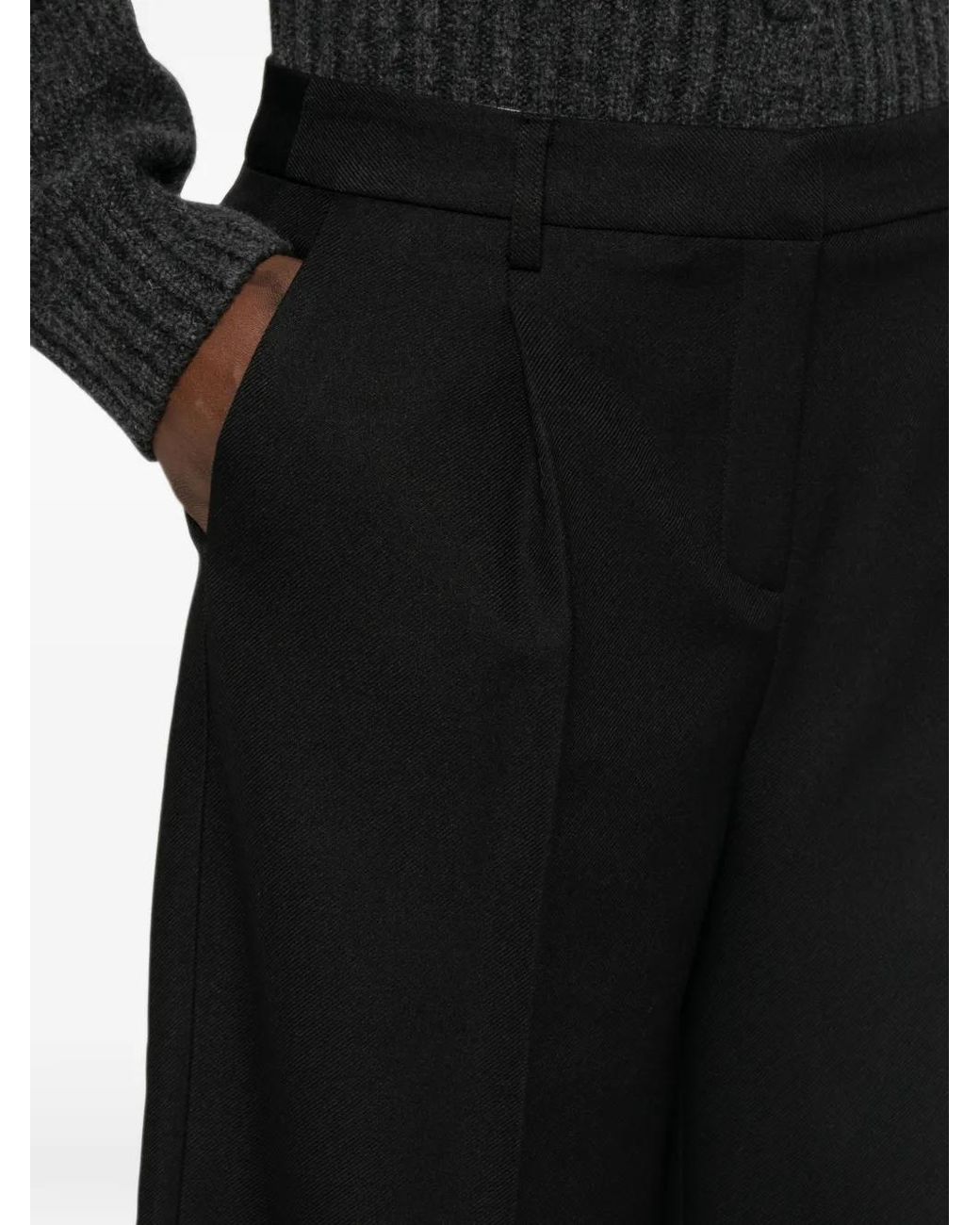 MAISON 123 Black Pressed-Crease Wide-Leg Trousers