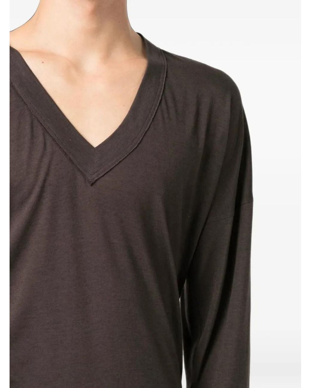 Tessitura Black V-Neck Long-Sleeve T-Shirt for men