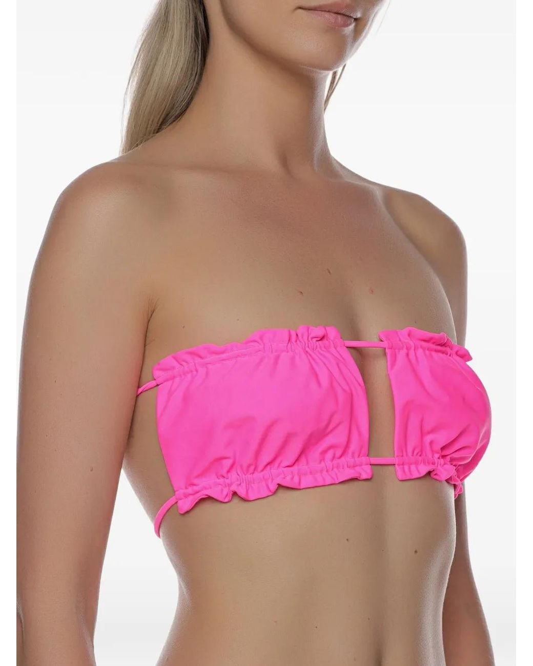 Mc2 Saint Barth Pink Lyam Ruffled Bikini Top