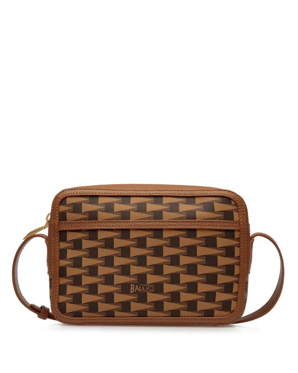 Bally Brown Monogram-Pattern Shoulder Bag for men