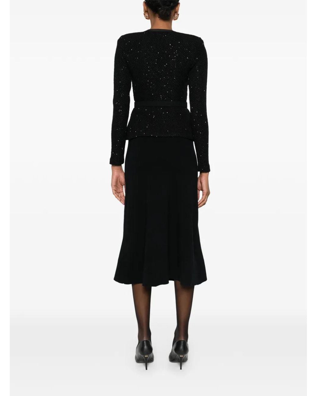 Self-Portrait Black Bow Embellished Midi Dress