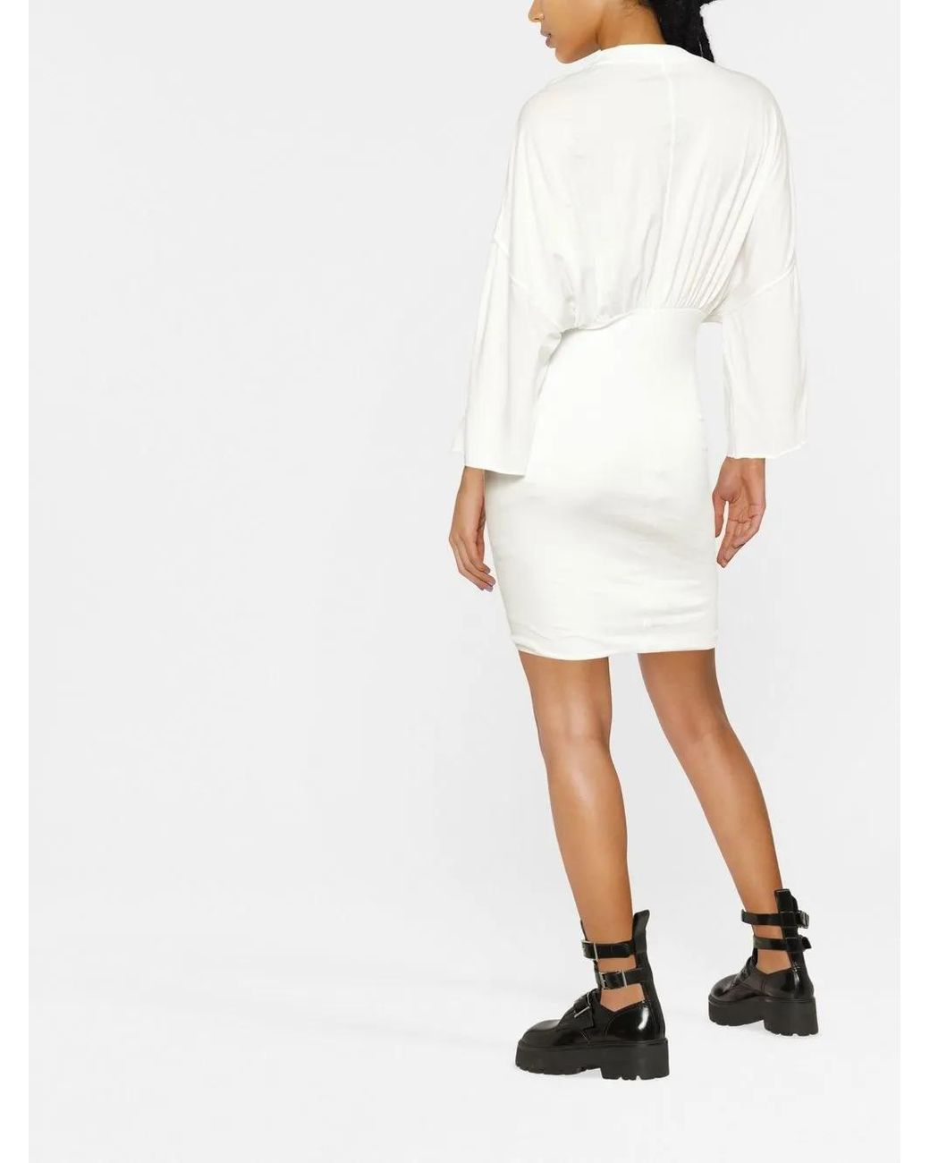 Rick Owens White Tommy Cinched-Waist Dress