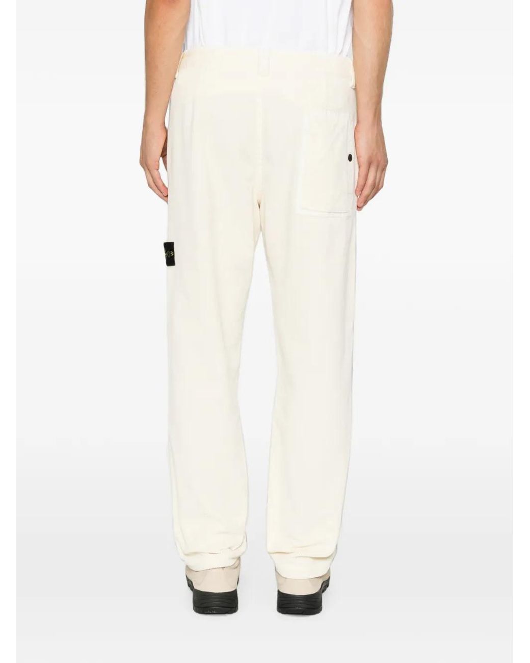 Stone Island White 3100059 Organic Cotton Corduroy 800 Chino Trousers for men