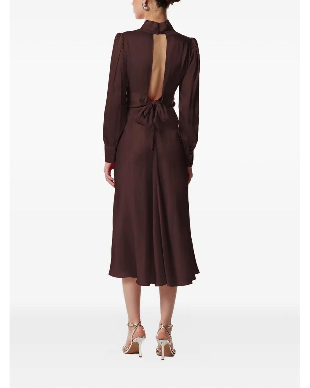 Framboise Brown Cut-Out Back Midi Dress