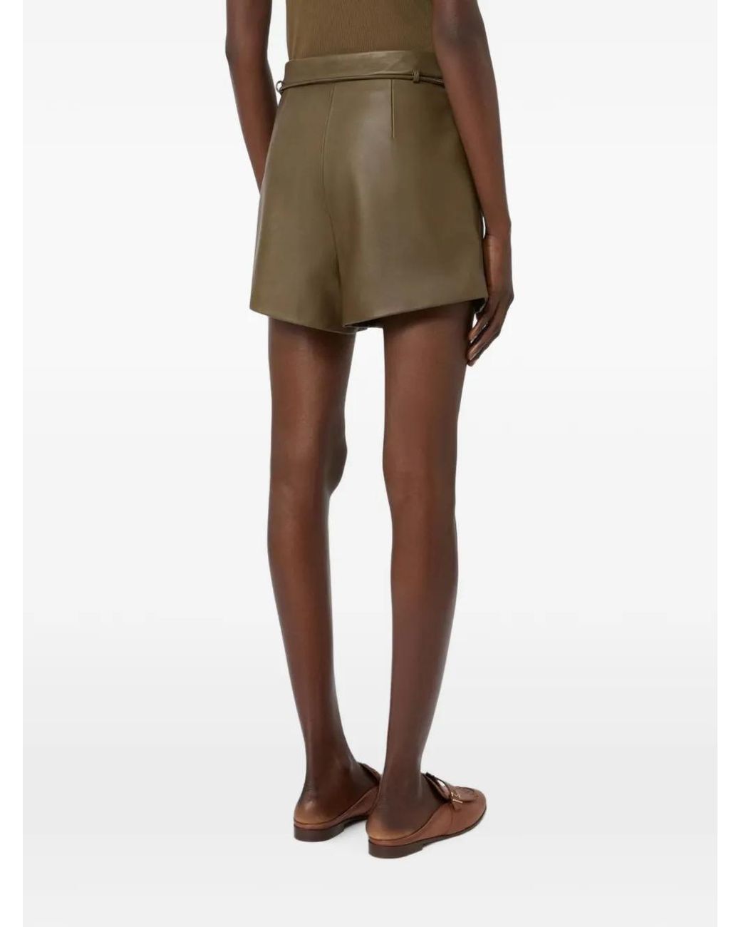 Max Mara Green Nappa Leather Shorts