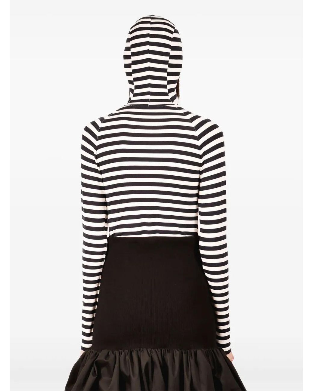 Ioana Ciolacu White Gestreifter Body Mit Kapuze