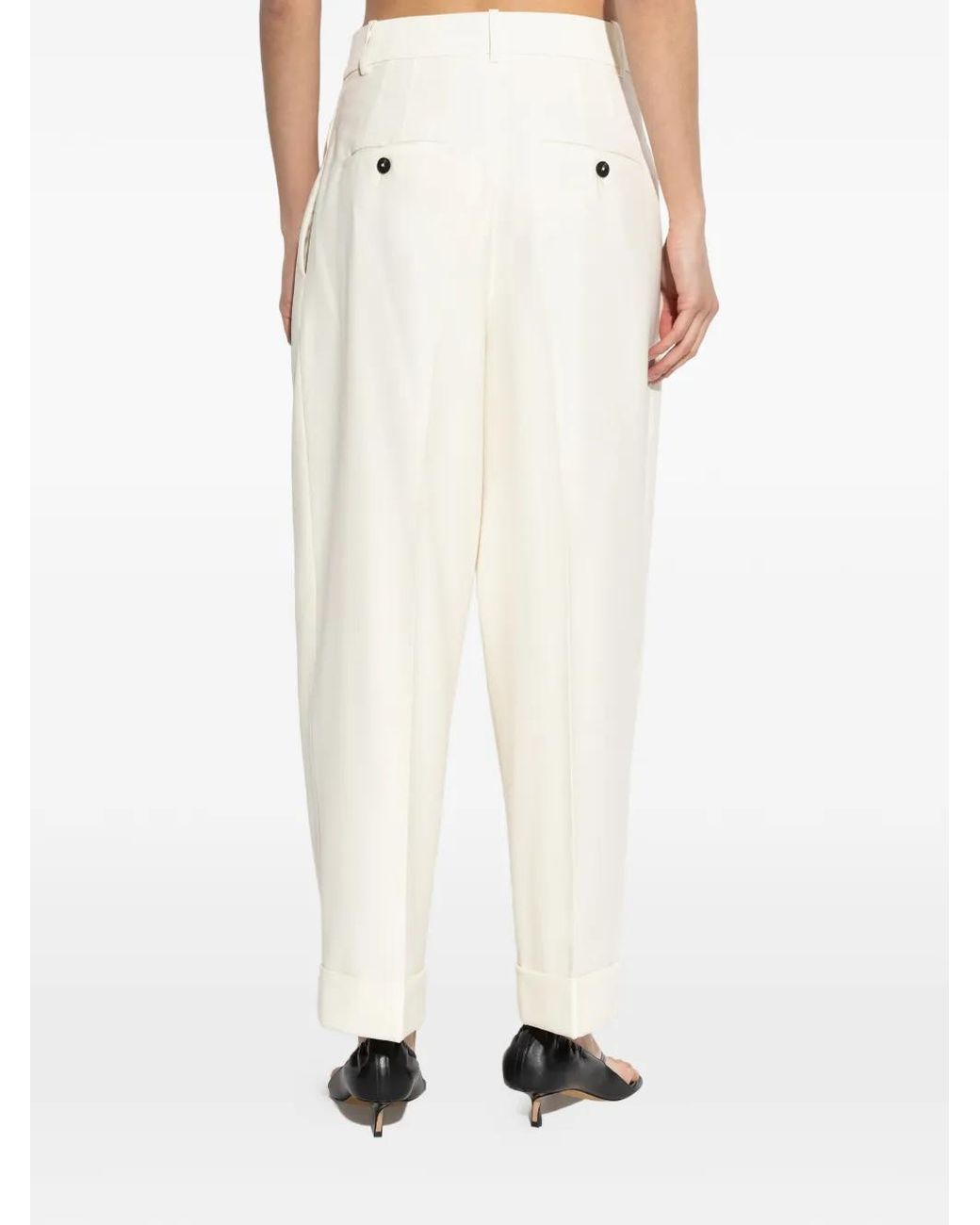 Rohe White Pleated Cuffed Trousers