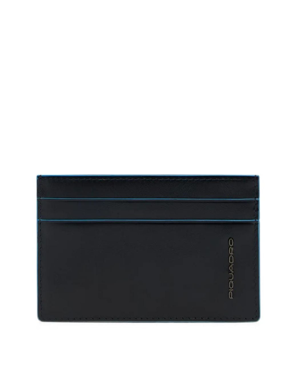 Piquadro Black Logo-Engraved Leather Cardholder
