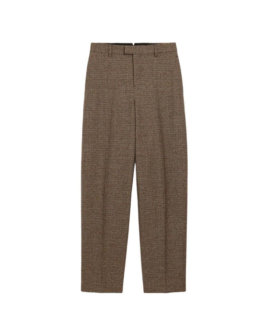 AMI Natural Houndstooth Balloon-Fit Wool Trousers