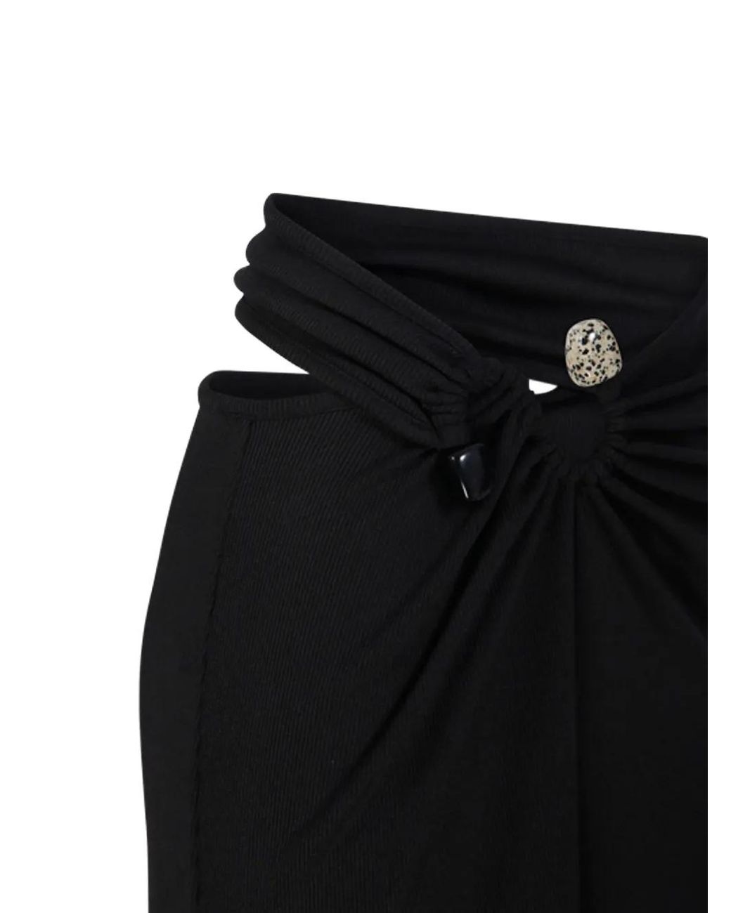 Christopher Esber Black Knot-Detail Ribbed-Knit Maxi Skirt