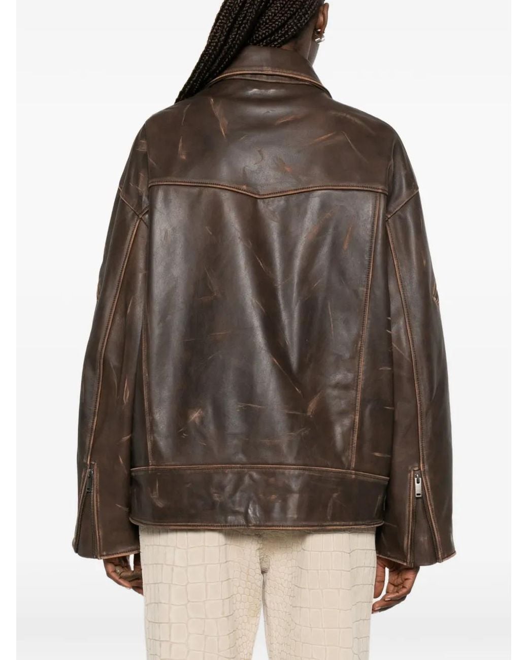 DUCIE Brown Samantha Distressed Jacket