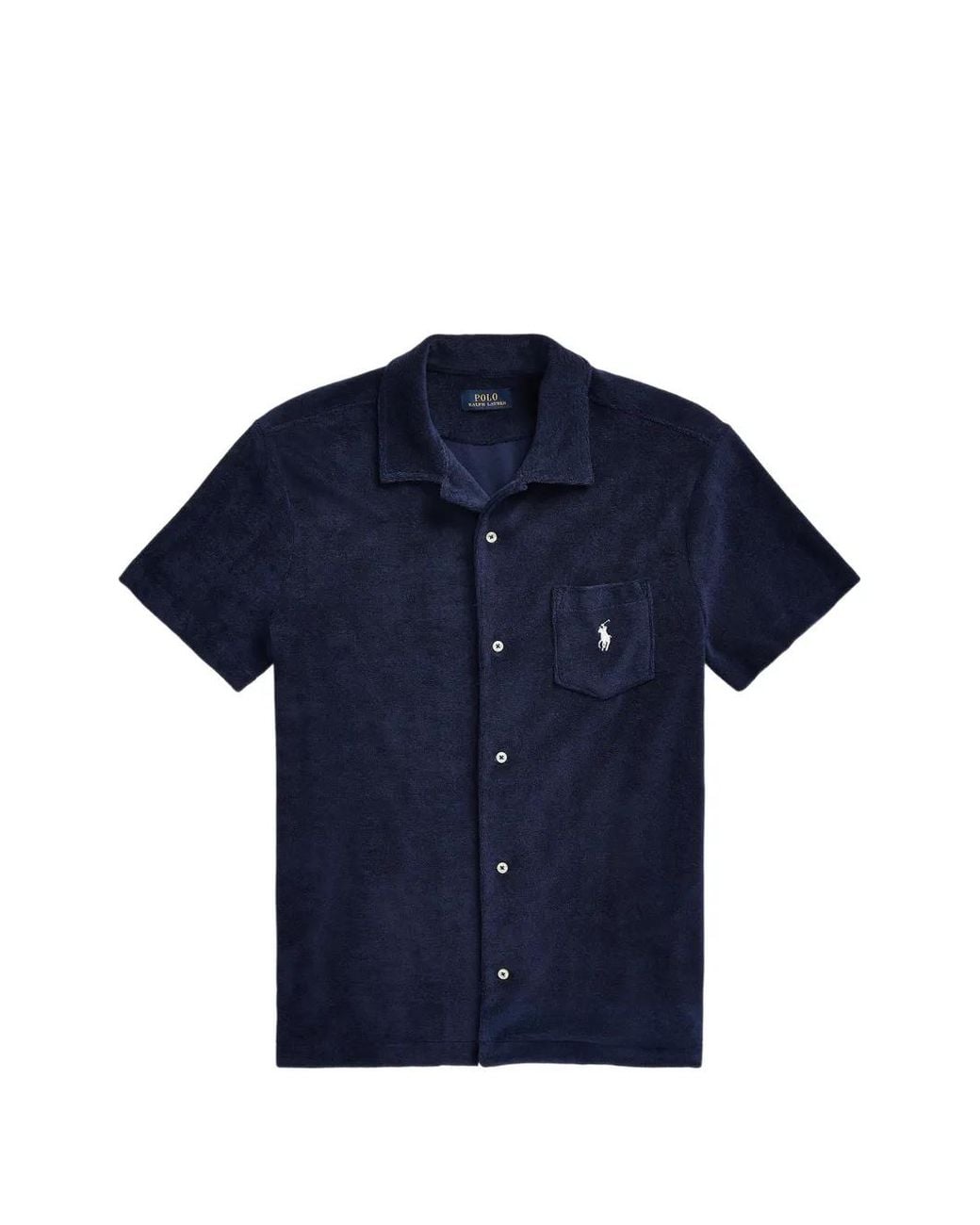 Polo Ralph Lauren Blue Terry-Cloth Logo-Embroidered Shirt for men