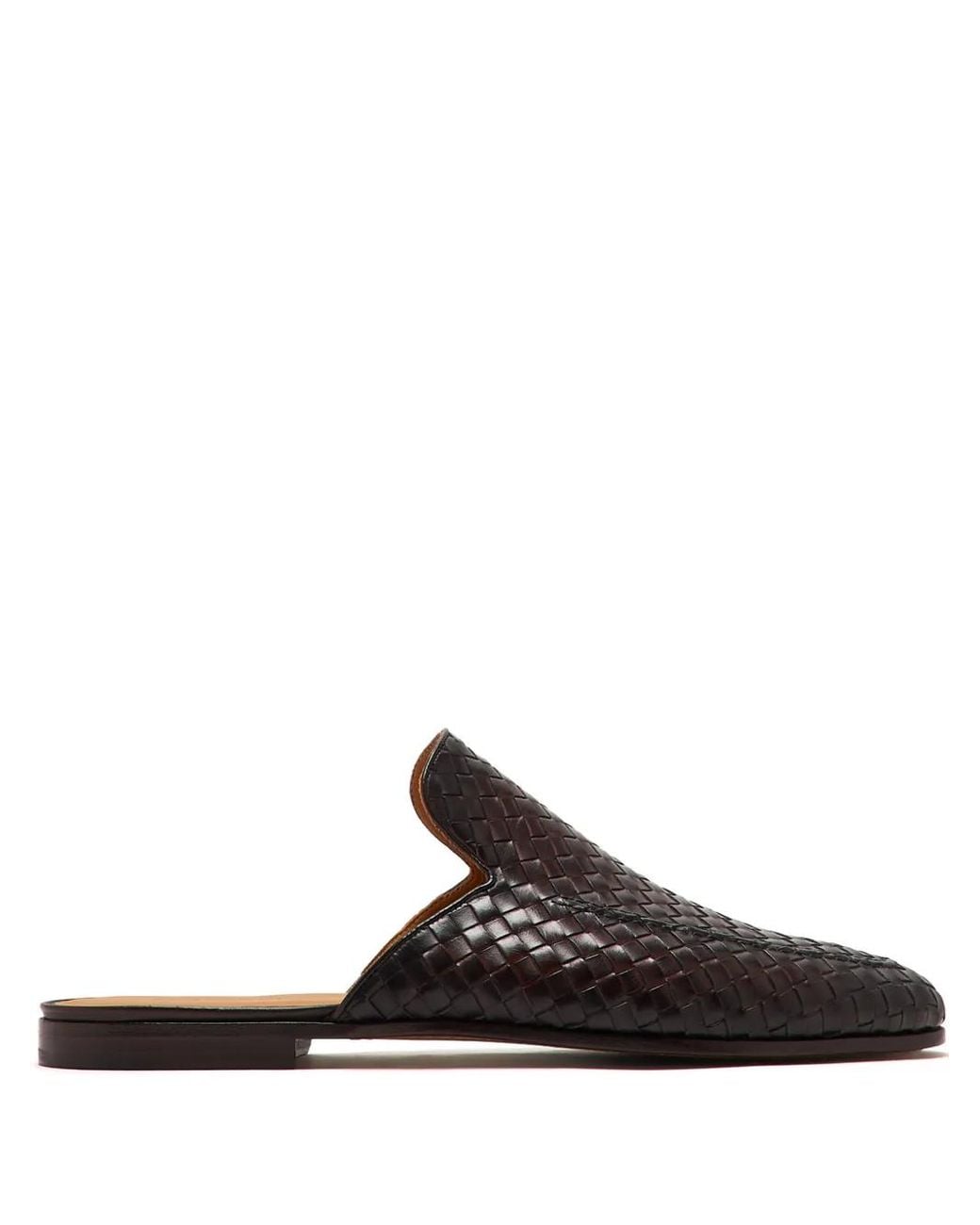 Magnanni Shoes Black Woven Leather Mules