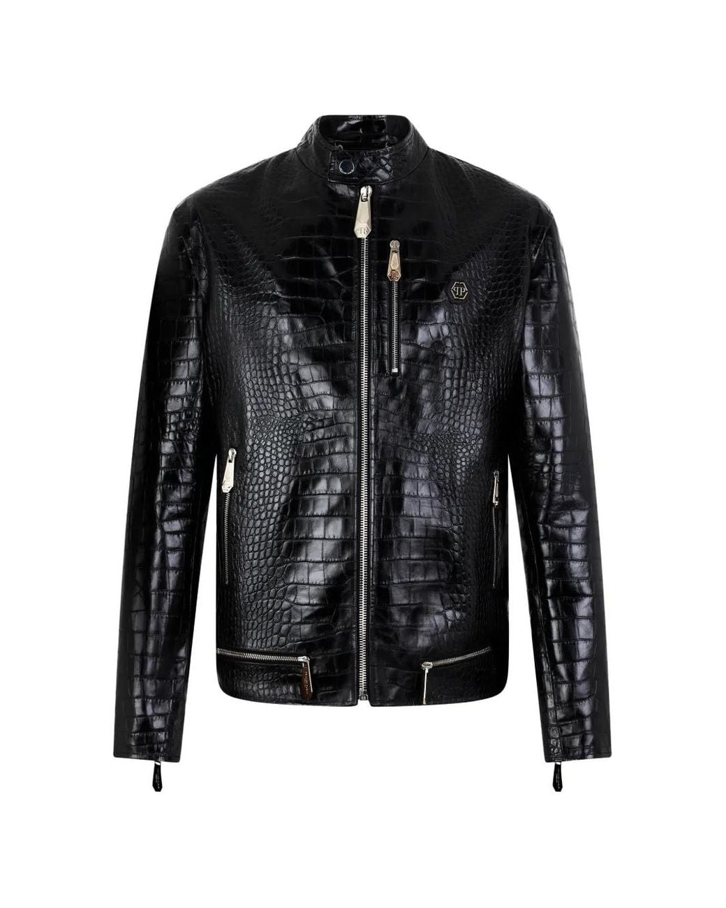 Chaqueta De Piel Con Estampado De Piel De Cocodrilo Philipp Plein de hombre de color Black