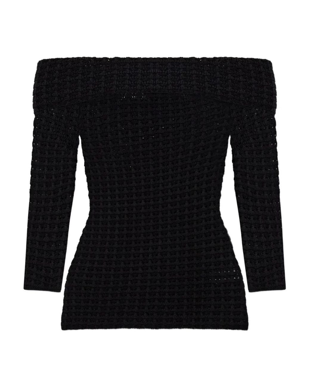 Isabel Marant Black Off-Shoulder Knitted Top