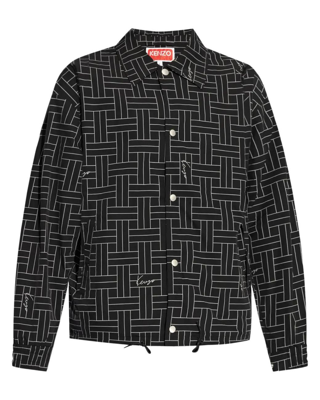 KENZO Black Weave-Print Windbreaker Jacket for men