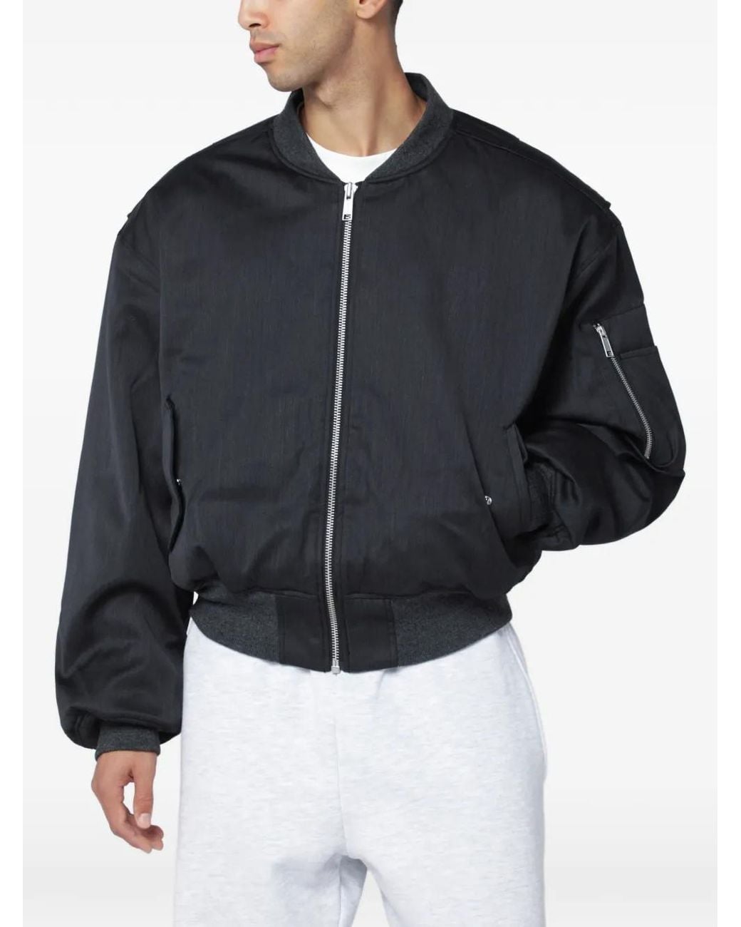 Entire studios Black Zip-Up Bomber Jacket for men