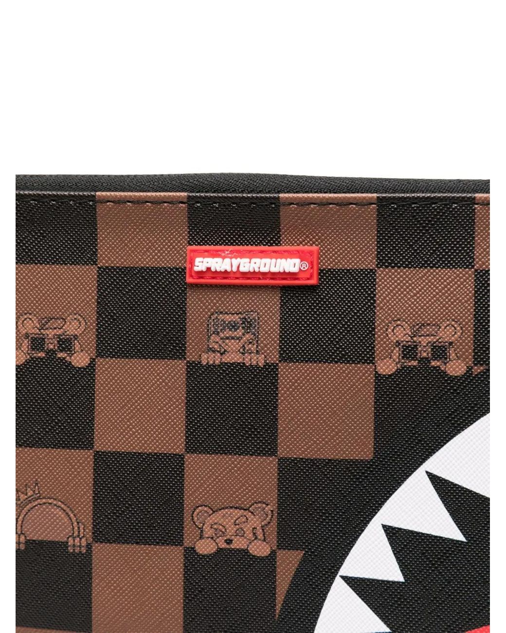 Sprayground Brown Checked Messenger Bag for men