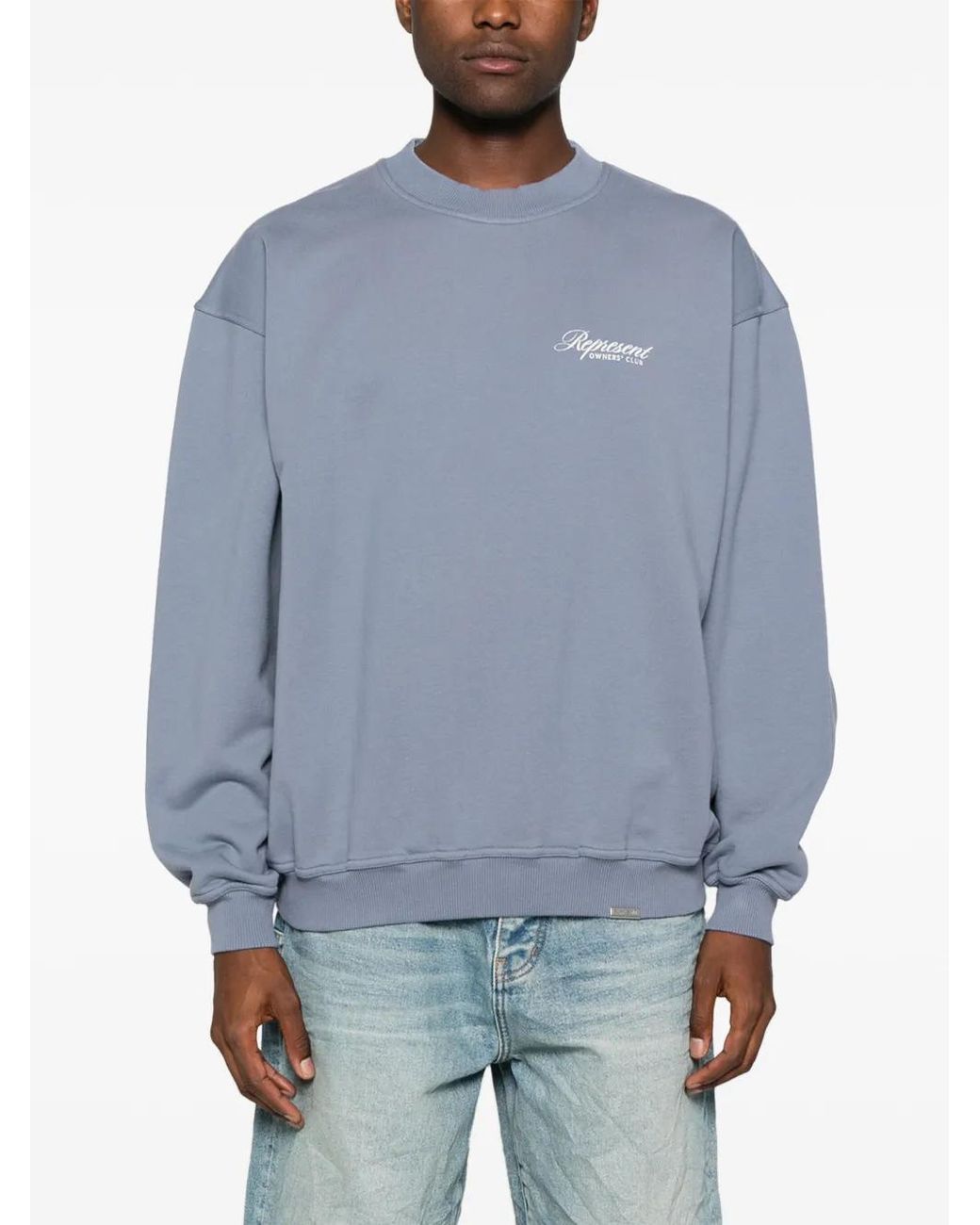 Represent Blue Cotton Sweatshirt for men