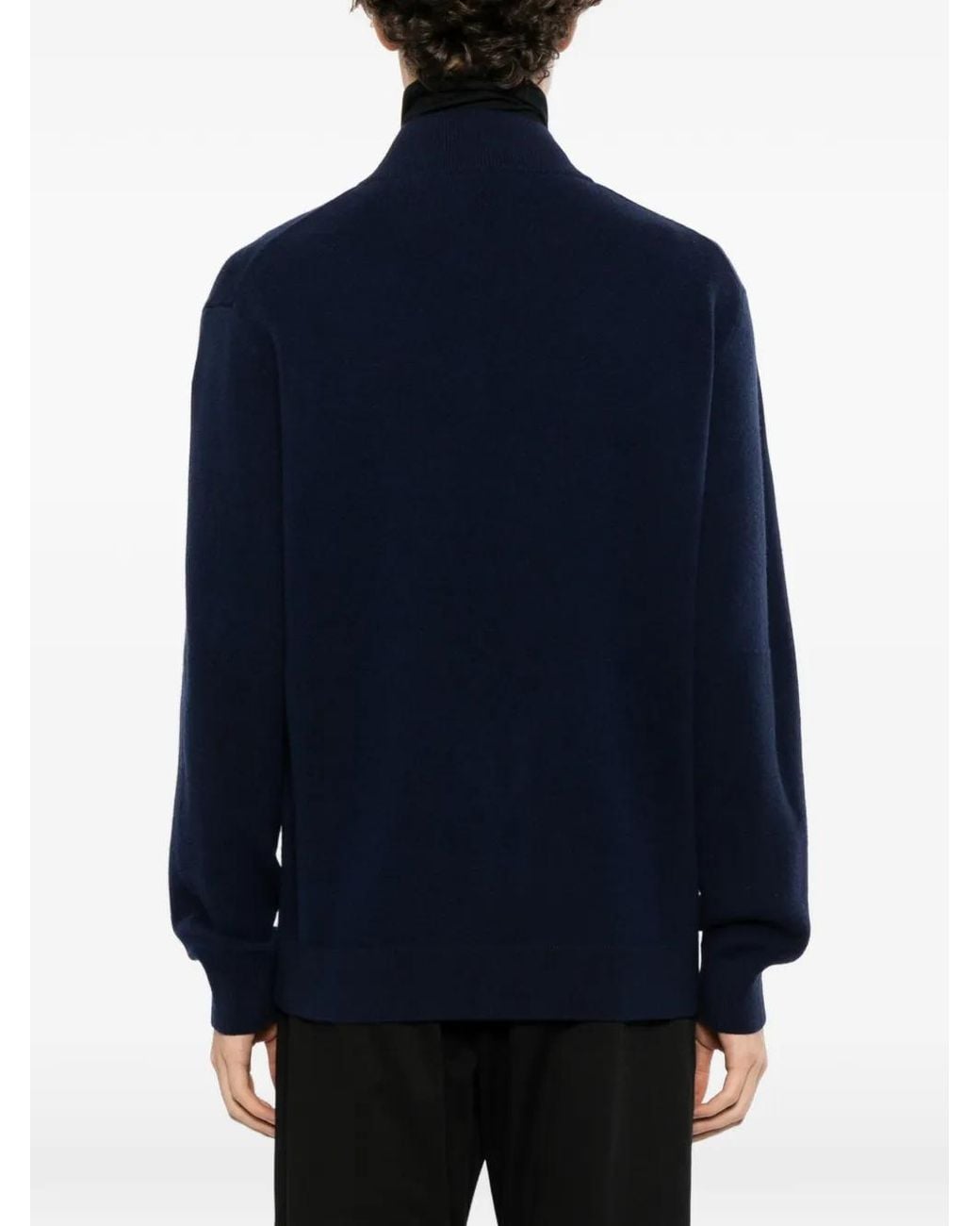Canali Blue Zip-Up Knitted Sweater for men