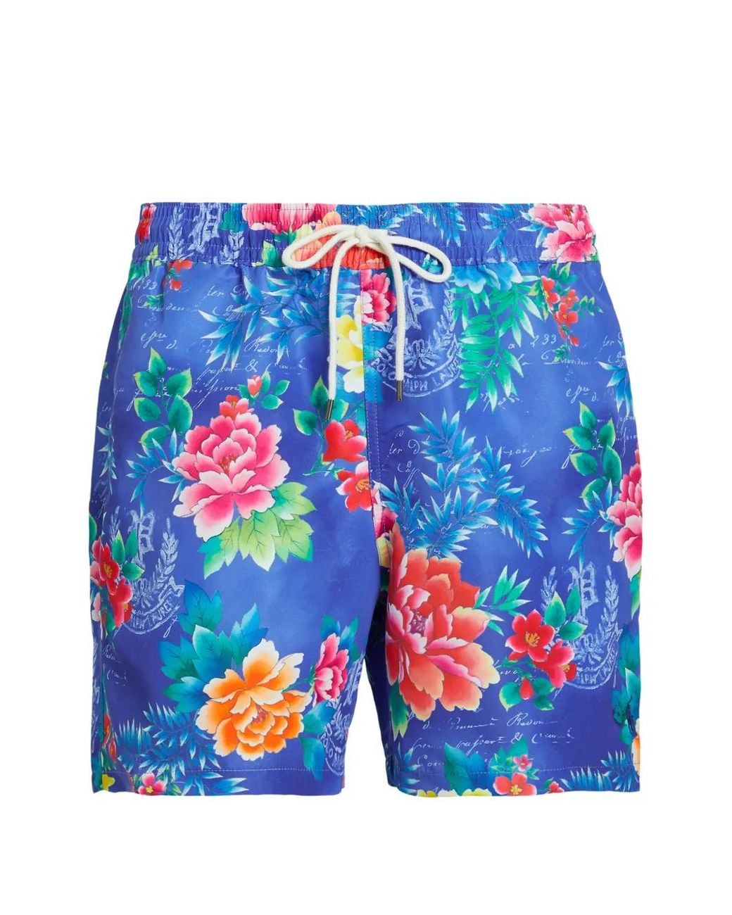 Polo Ralph Lauren Blue Floral-Print Swim Shorts for men