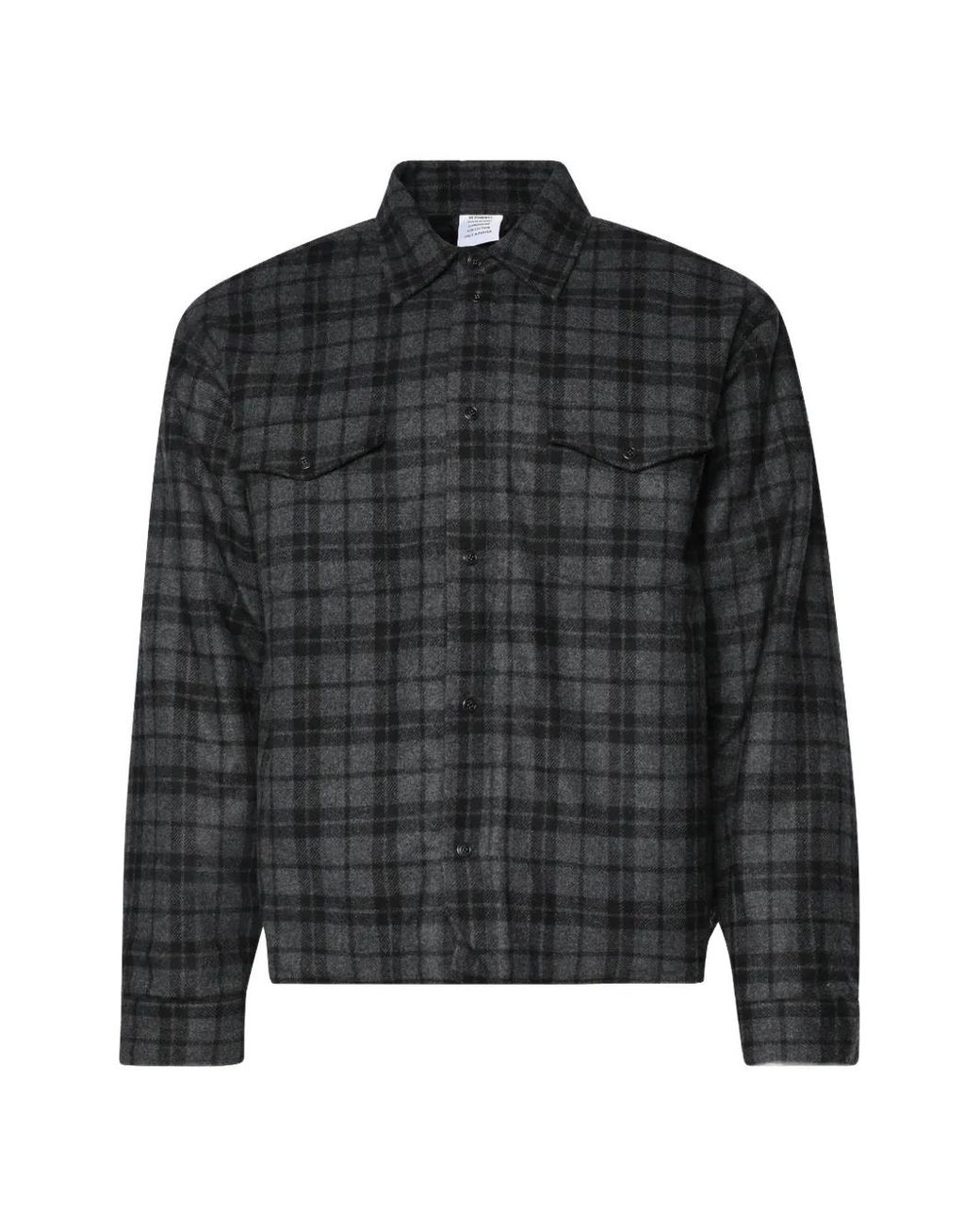 Vetements Black Padded Check Shirt for men