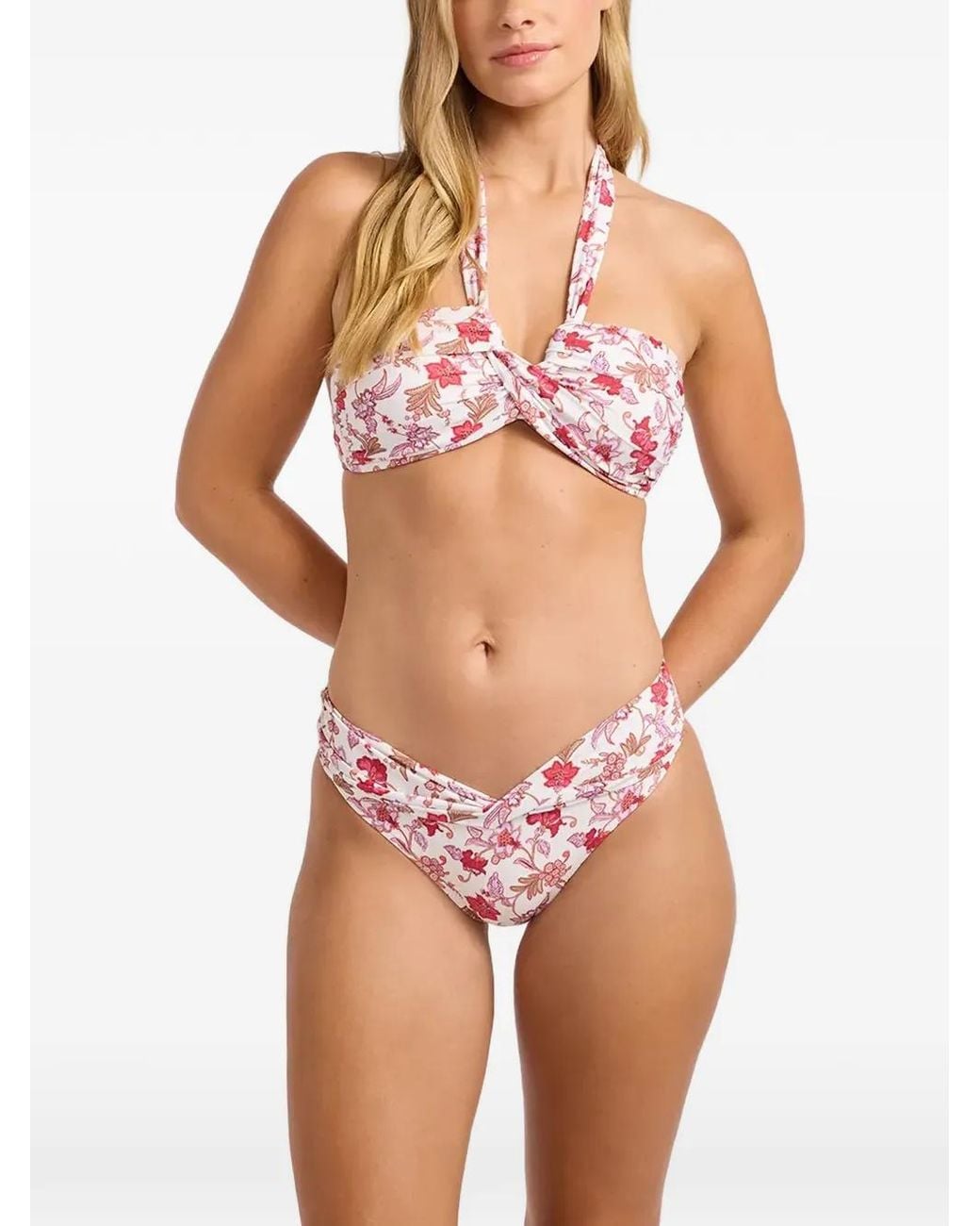 Seafolly White Floral-Print Bikini Bottoms
