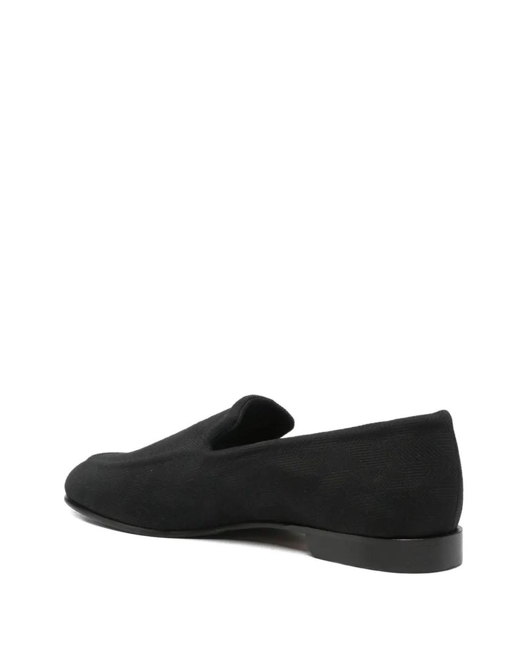 Canali Black Herringbone-Pattern Loafers for men