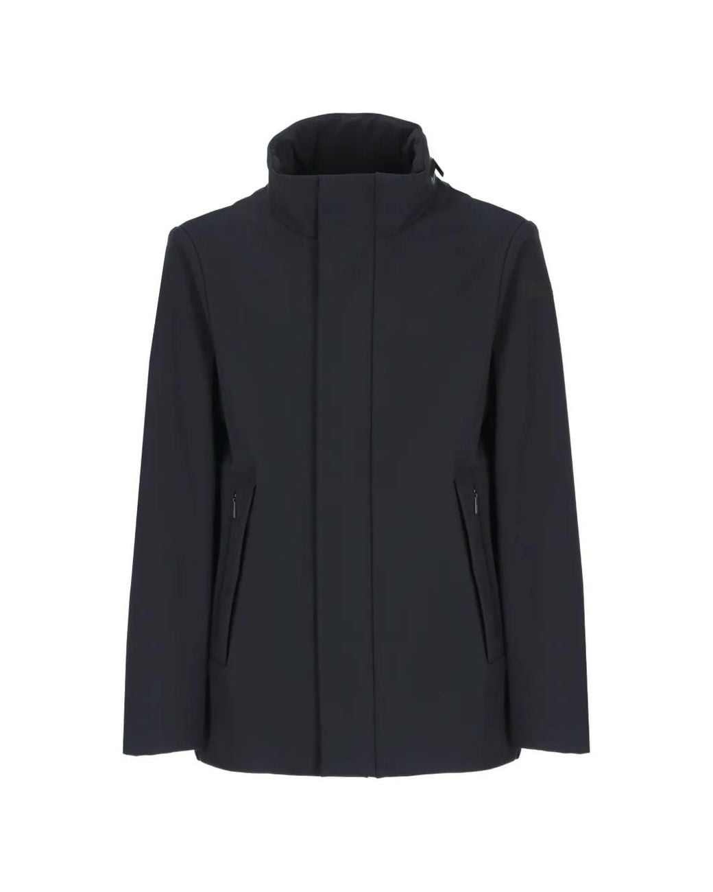 Rrd Blue High-Neck Concealed-Hood Jacket for men