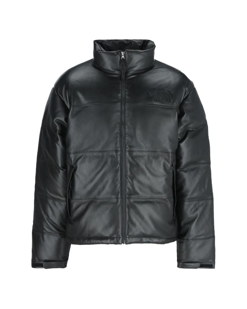 The North Face Black Quilted Leather Puffer Jacket for men