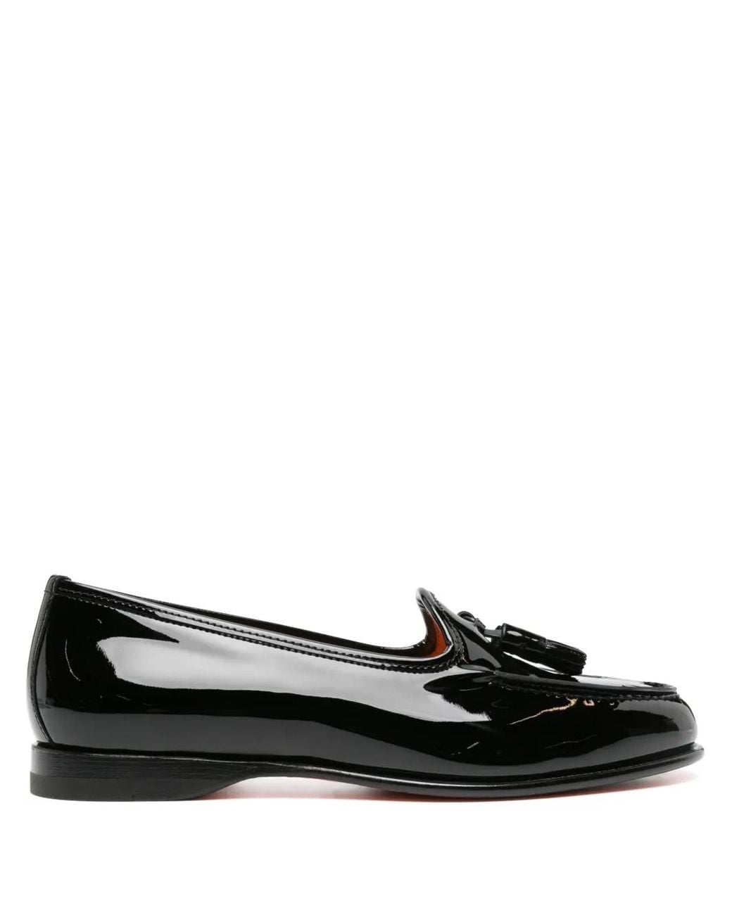 Santoni Black Andrea Patent-Leather Loafers