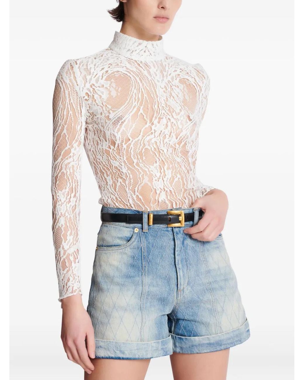 Balmain White Anthem Gürtel Aus Kalbsleder