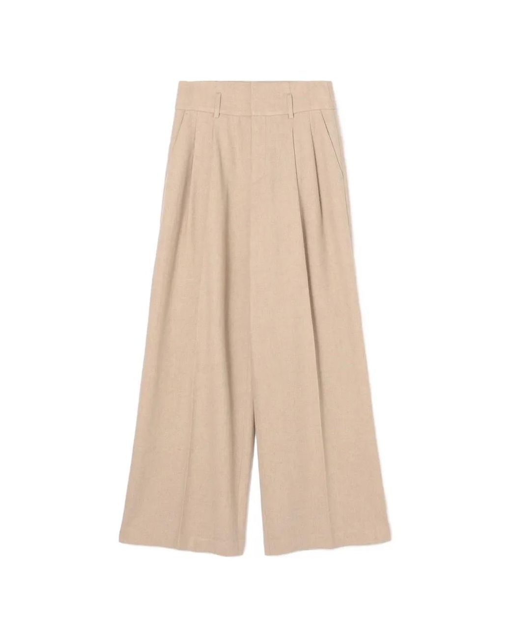 James Perse Natural Belt-Loop Pleated Trousers