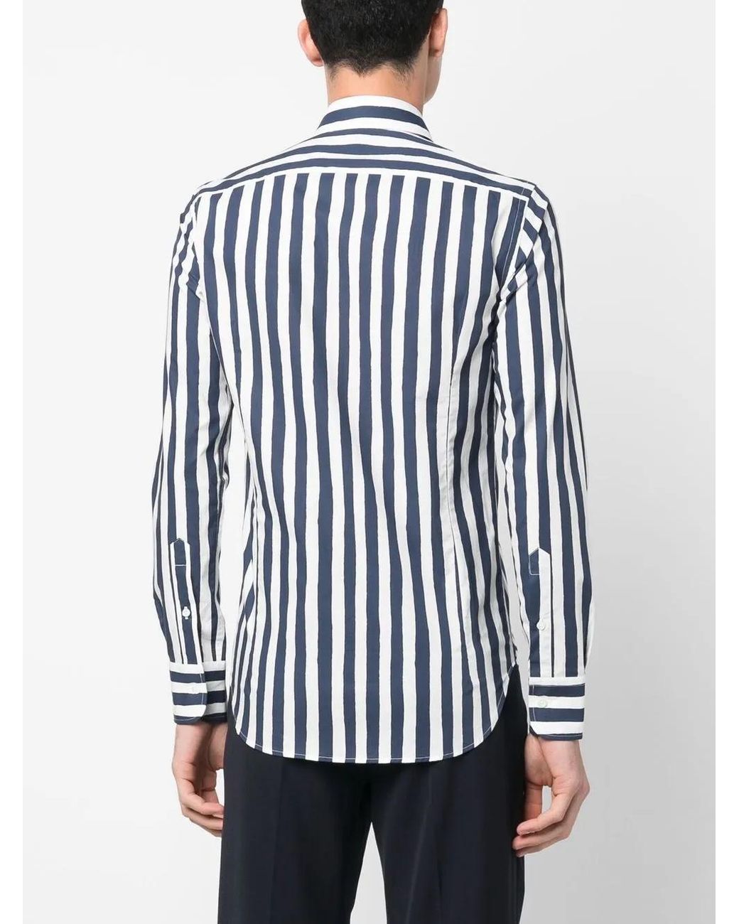 Canali Blue Striped Button-Up Shirt for men