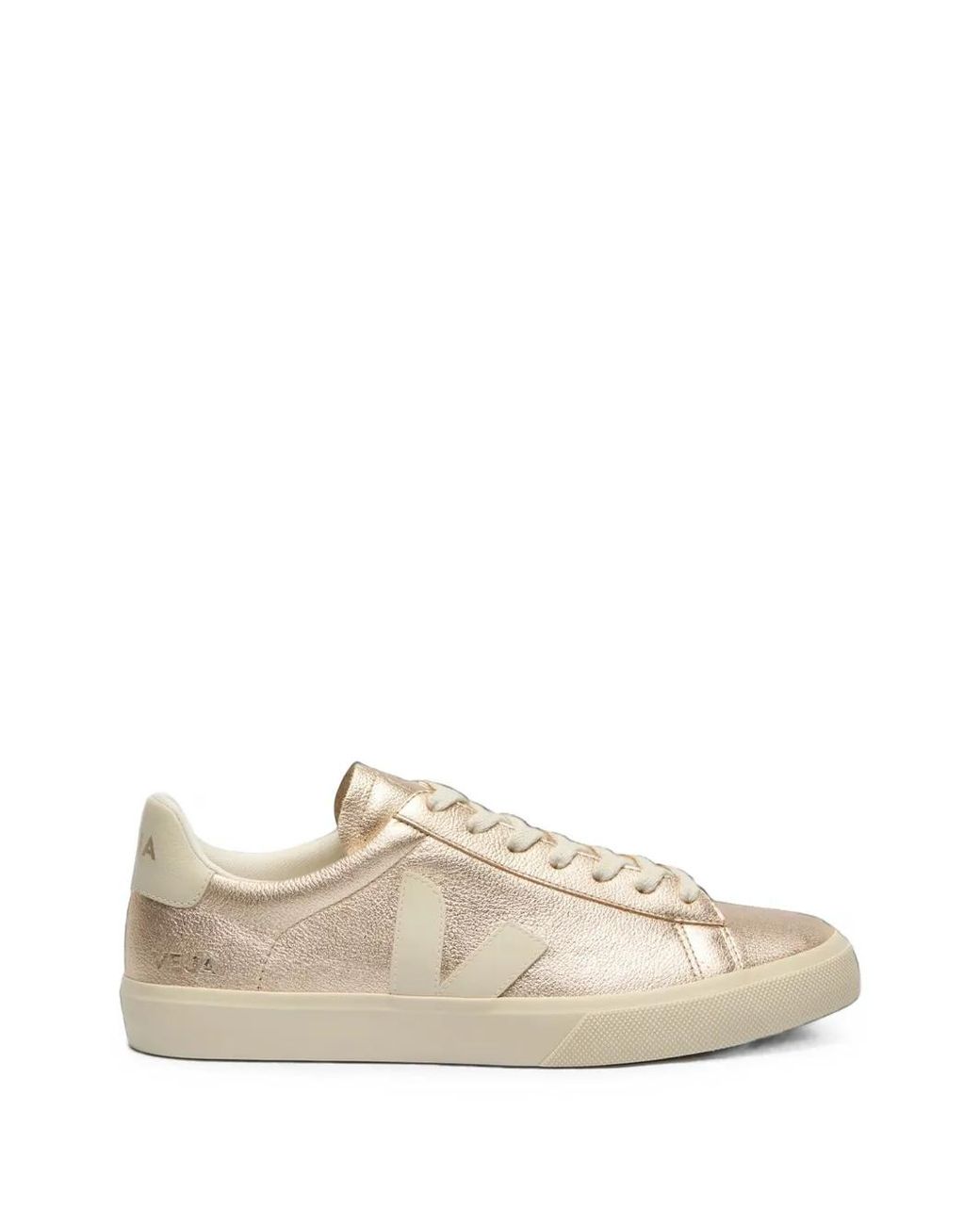 Veja White Campo Pierre Metallic Calf Leather Sneakers