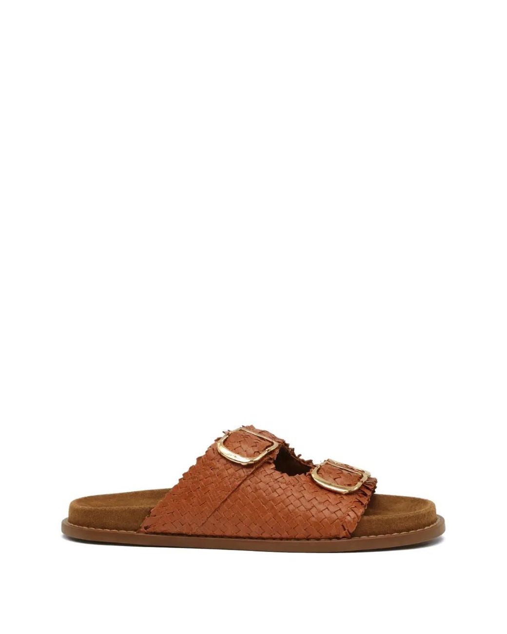 Pennyblack Brown Buckle-Detail Flat Sandals