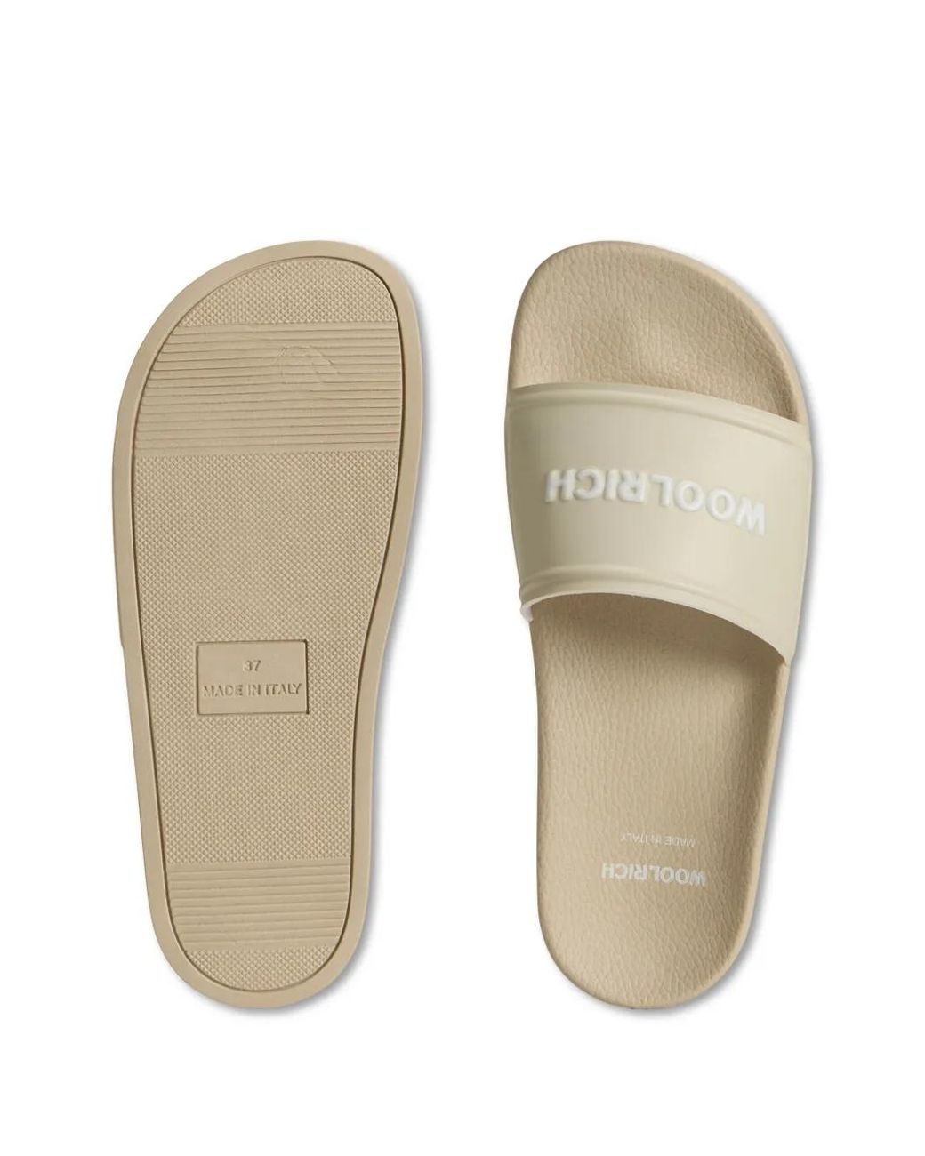 Woolrich White Logo-Embossed Slides