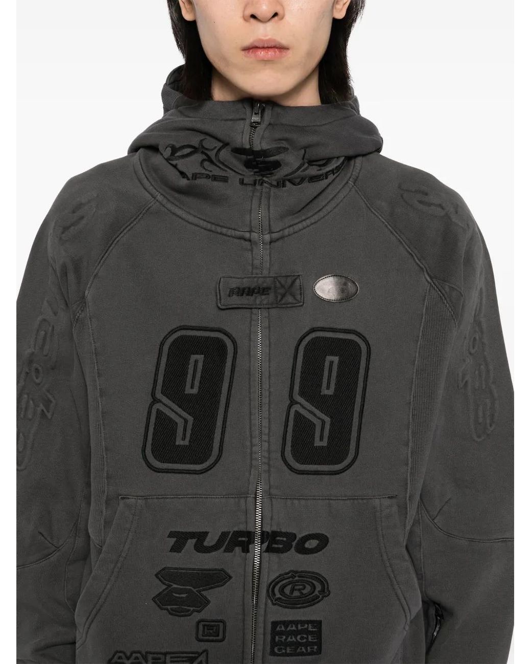 Aape By A Bathing Ape Black Motifs-Embroidered Hoodie for men