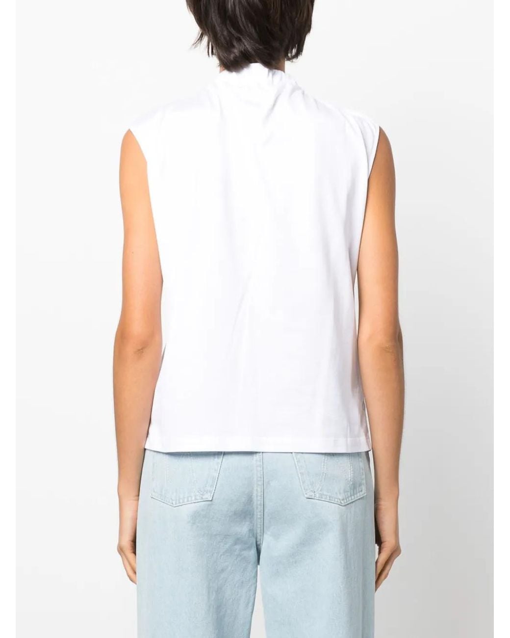 Fabiana Filippi White Drawstring Cotton Tank Top