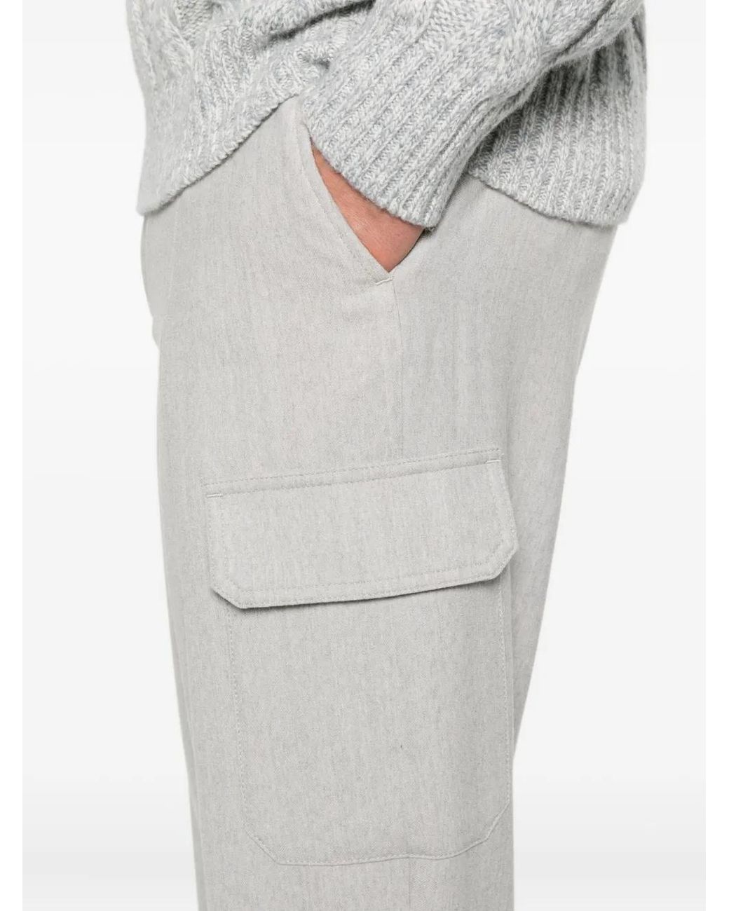 Eleventy White Cargo-Pockets Trousers for men