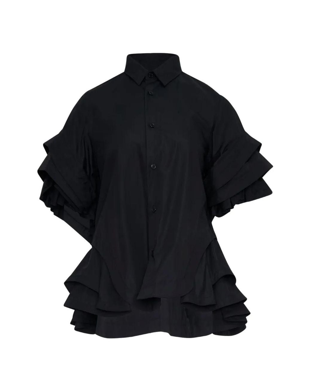 Noir Kei Ninomiya Black Ruffled Flared Blouse